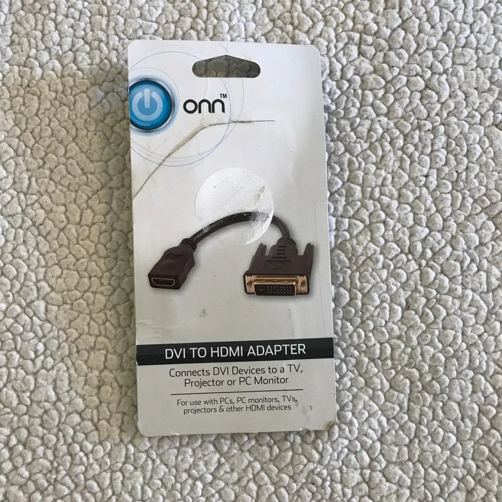 onn DVI to HDMI Adapter Black Video Cable ONA17AV007 NIP